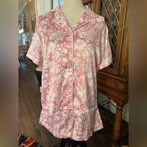 BCBGMaxAzria Floral Pink Satin Pajama Set